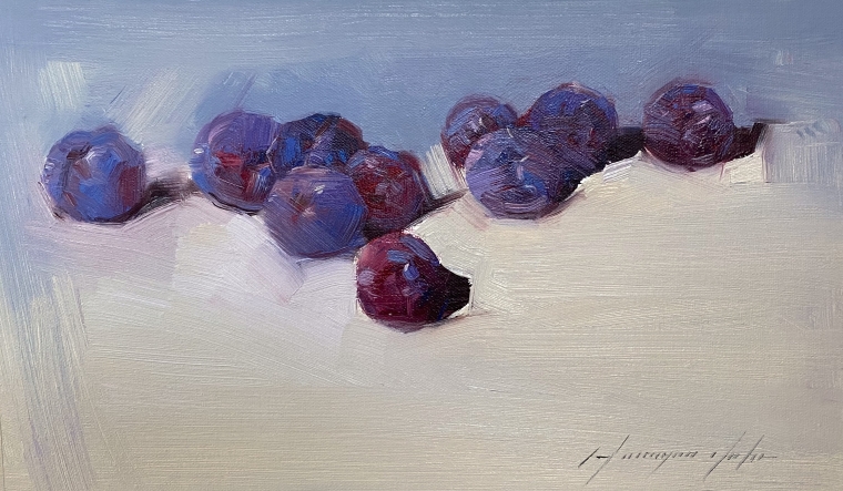 Plums, Original oil Painting, Handmade artwork, One of a Kind      